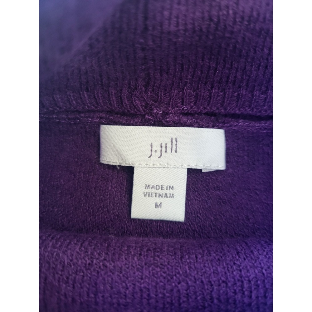 J. Jill Purple Solid Knit Mock Neck Long Sleeve Stretch Pullover Sweater M - Picture 2 of 7